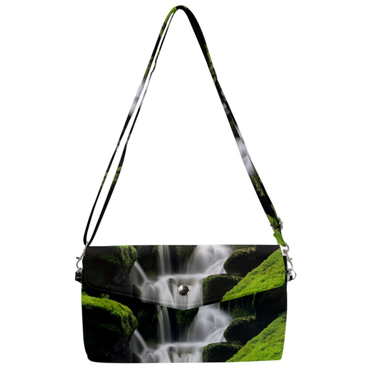 Waterfall Moss Korea Mountain Valley Green Forest Removable Strap Clutch Bag