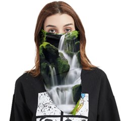 Waterfall Moss Korea Mountain Valley Green Forest Face Covering Bandana (triangle) by Ndabl3x