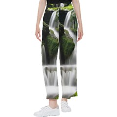 Waterfall Moss Korea Mountain Valley Green Forest Women s Pants  by Ndabl3x