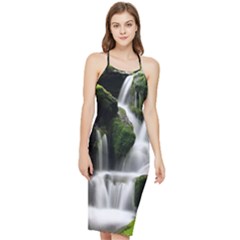 Waterfall Moss Korea Mountain Valley Green Forest Bodycon Cross Back Summer Dress by Ndabl3x