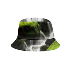 Waterfall Moss Korea Mountain Valley Green Forest Bucket Hat (kids) by Ndabl3x