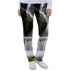 Waterfall Moss Korea Mountain Valley Green Forest Women s Casual Pants by Ndabl3x