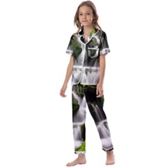 Waterfall Moss Korea Mountain Valley Green Forest Kids  Satin Short Sleeve Pajamas Set by Ndabl3x