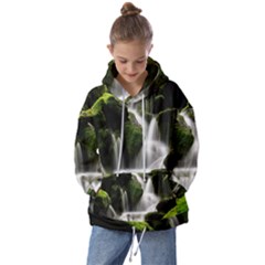 Waterfall Moss Korea Mountain Valley Green Forest Kids  Oversized Hoodie by Ndabl3x