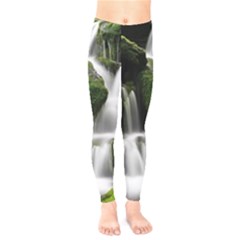 Waterfall Moss Korea Mountain Valley Green Forest Kids  Classic Winter Leggings by Ndabl3x