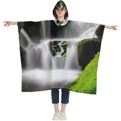 Waterfall Moss Korea Mountain Valley Green Forest Women s Hooded Rain Ponchos by Ndabl3x