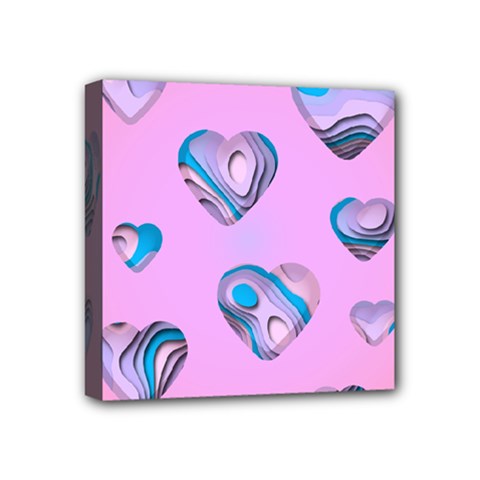 Hearts Pattern Love Mini Canvas 4  X 4  (stretched) by Ndabl3x