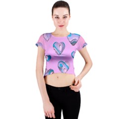 Hearts Pattern Love Crew Neck Crop Top by Ndabl3x