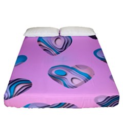 Hearts Pattern Love Fitted Sheet (queen Size)