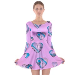 Hearts Pattern Love Long Sleeve Skater Dress by Ndabl3x