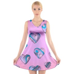 Hearts Pattern Love V-neck Sleeveless Dress by Ndabl3x