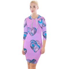 Hearts Pattern Love Quarter Sleeve Hood Bodycon Dress by Ndabl3x