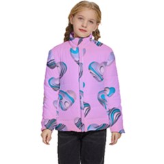 Hearts Pattern Love Kids  Puffer Bubble Jacket Coat by Ndabl3x