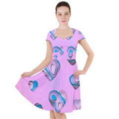 Hearts Pattern Love Cap Sleeve Midi Dress