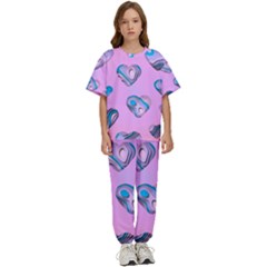 Hearts Pattern Love Kids  Tee And Pants Sports Set by Ndabl3x