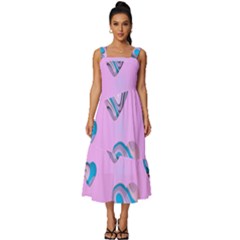 Hearts Pattern Love Square Neckline Tiered Midi Dress by Ndabl3x