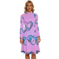 Hearts Pattern Love Long Sleeve Shirt Collar A-line Dress by Ndabl3x