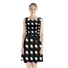 Background Dots Circles Graphic Sleeveless Waist Tie Chiffon Dress by Ndabl3x