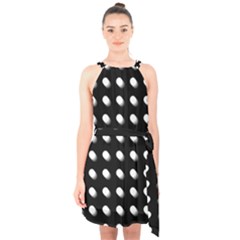 Background Dots Circles Graphic Halter Collar Waist Tie Chiffon Dress by Ndabl3x