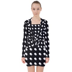 Background Dots Circles Graphic V-neck Bodycon Long Sleeve Dress by Ndabl3x