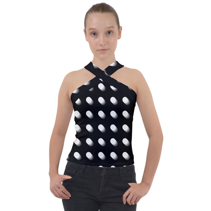 Background Dots Circles Graphic Cross Neck Velour Top