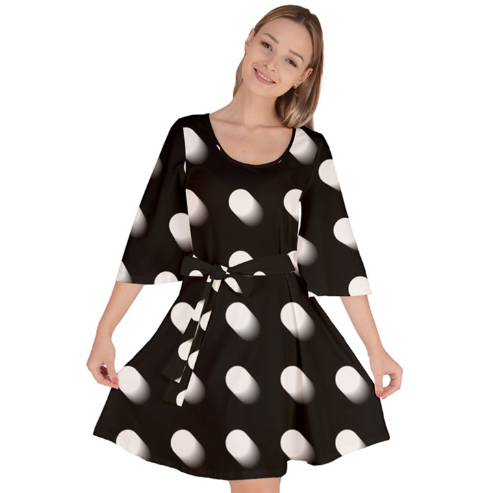 Background Dots Circles Graphic Velour Kimono Dress