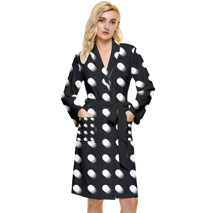 Background Dots Circles Graphic Long Sleeve Velvet Robe