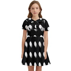 Background Dots Circles Graphic Kids  Bow Tie Puff Sleeve Dress