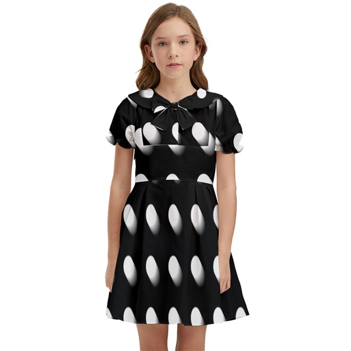 Background Dots Circles Graphic Kids  Bow Tie Puff Sleeve Dress