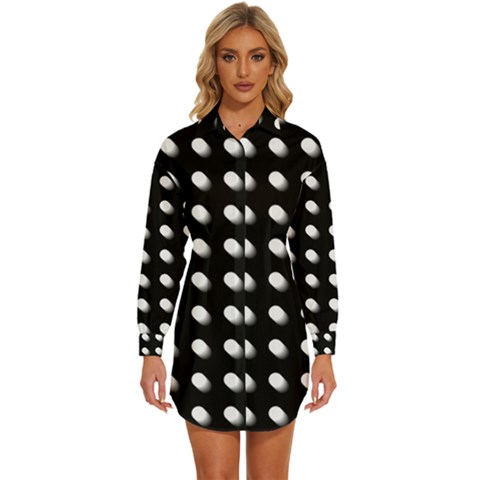 Background Dots Circles Graphic Womens Long Sleeve Shirt Dress by Ndabl3x