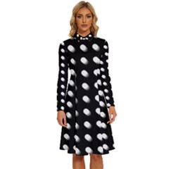 Background Dots Circles Graphic Long Sleeve Shirt Collar A-line Dress by Ndabl3x