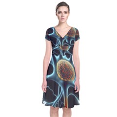 Organism Neon Science Short Sleeve Front Wrap Dress by Ndabl3x