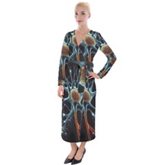 Organism Neon Science Velvet Maxi Wrap Dress by Ndabl3x