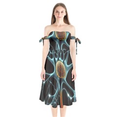 Organism Neon Science Shoulder Tie Bardot Midi Dress by Ndabl3x