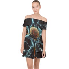 Organism Neon Science Off Shoulder Chiffon Dress by Ndabl3x