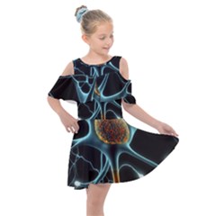 Organism Neon Science Kids  Shoulder Cutout Chiffon Dress by Ndabl3x