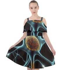 Organism Neon Science Cut Out Shoulders Chiffon Dress by Ndabl3x