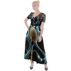 Organism Neon Science Button Up Short Sleeve Maxi Dress by Ndabl3x