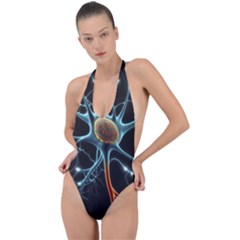 Organism Neon Science Backless Halter One Piece Swimsuit by Ndabl3x