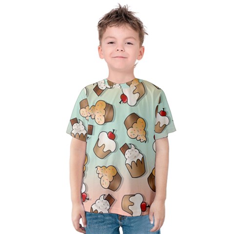 Cupcakes Cake Pie Pattern Kids  Cotton Tee by Ndabl3x