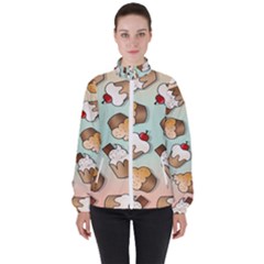 Cupcakes Cake Pie Pattern Women s High Neck Windbreaker