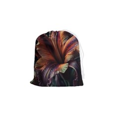 Flower Orange Lilly Drawstring Pouch (small) by Ndabl3x