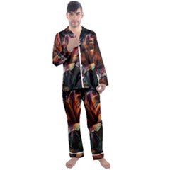 Flower Orange Lilly Men s Long Sleeve Satin Pajamas Set by Ndabl3x