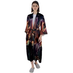 Flower Orange Lilly Maxi Satin Kimono by Ndabl3x