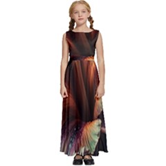 Flower Orange Lilly Kids  Satin Sleeveless Maxi Dress by Ndabl3x