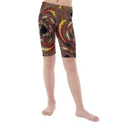 Geometric Art Fractal Abstract Art Kids  Mid Length Swim Shorts by Ndabl3x