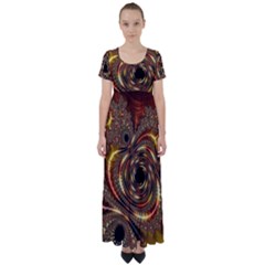 Geometric Art Fractal Abstract Art High Waist Short Sleeve Maxi Dress by Ndabl3x