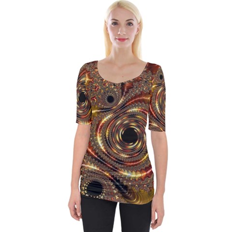 Geometric Art Fractal Abstract Art Wide Neckline Tee by Ndabl3x