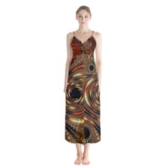 Geometric Art Fractal Abstract Art Button Up Chiffon Maxi Dress by Ndabl3x