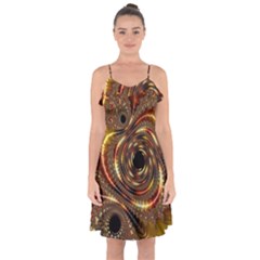 Geometric Art Fractal Abstract Art Ruffle Detail Chiffon Dress by Ndabl3x